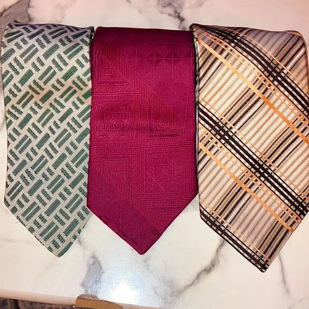 Vintage Men's Tie Set - Green, Burgundy, and‎ Brown